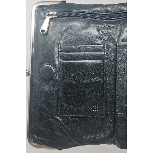 Hobo International Lauren Double Frame Clutch Bifold Wallet Leather Forest Green - Picture 5 of 16
